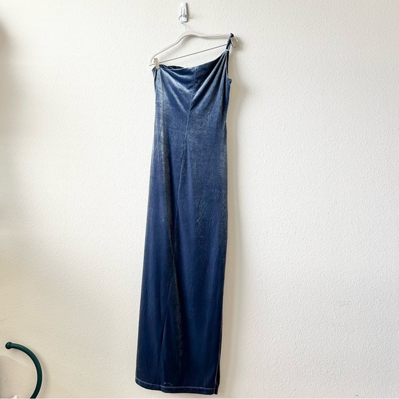 Revelry Jade Velvet Single Shoulder Dress in Blue Size 10 - Picture 4 of 7